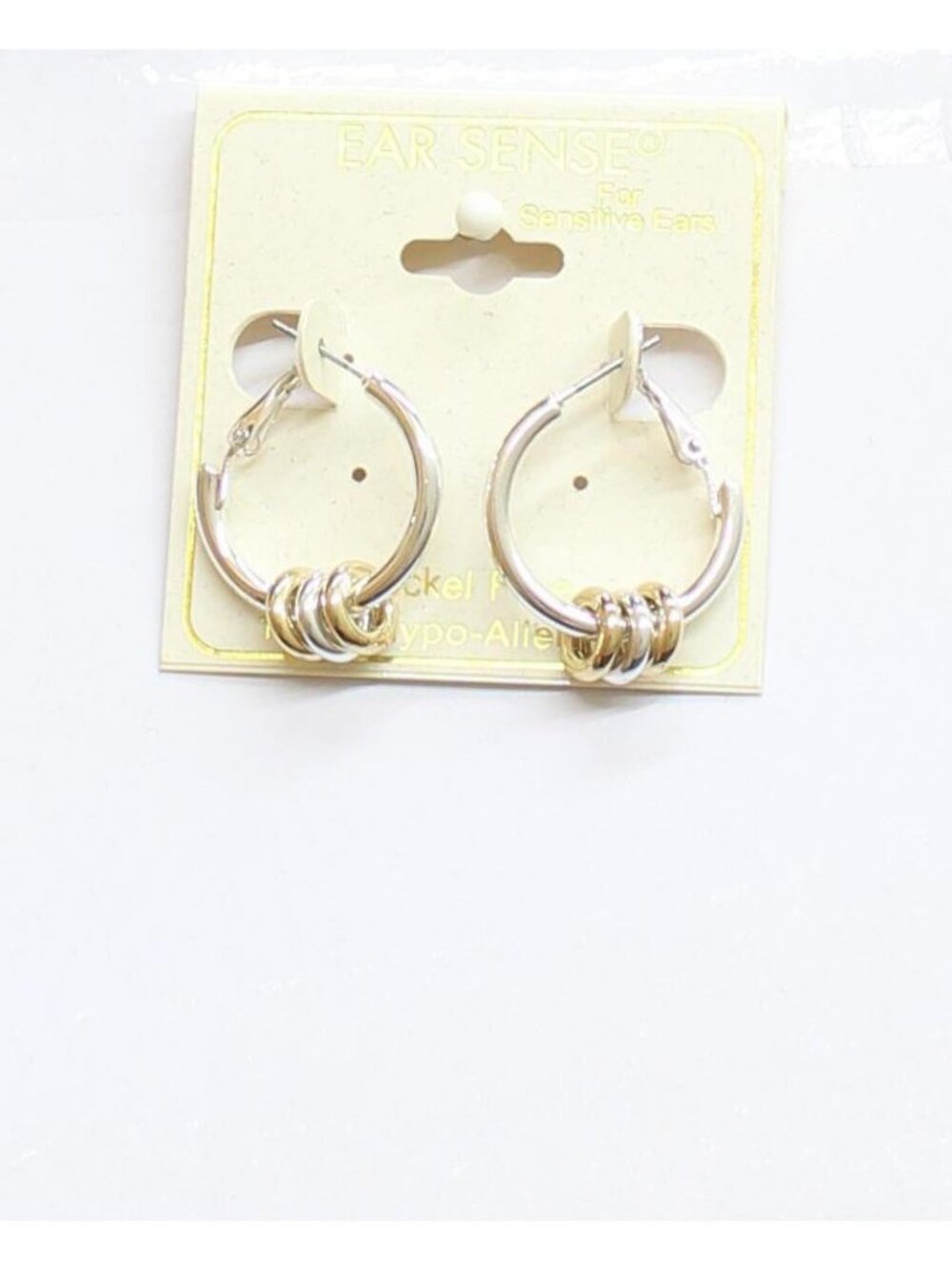 NWT Ear Sense Women’s Fashion Ring Hoop Earrings Gold / Silver Gray